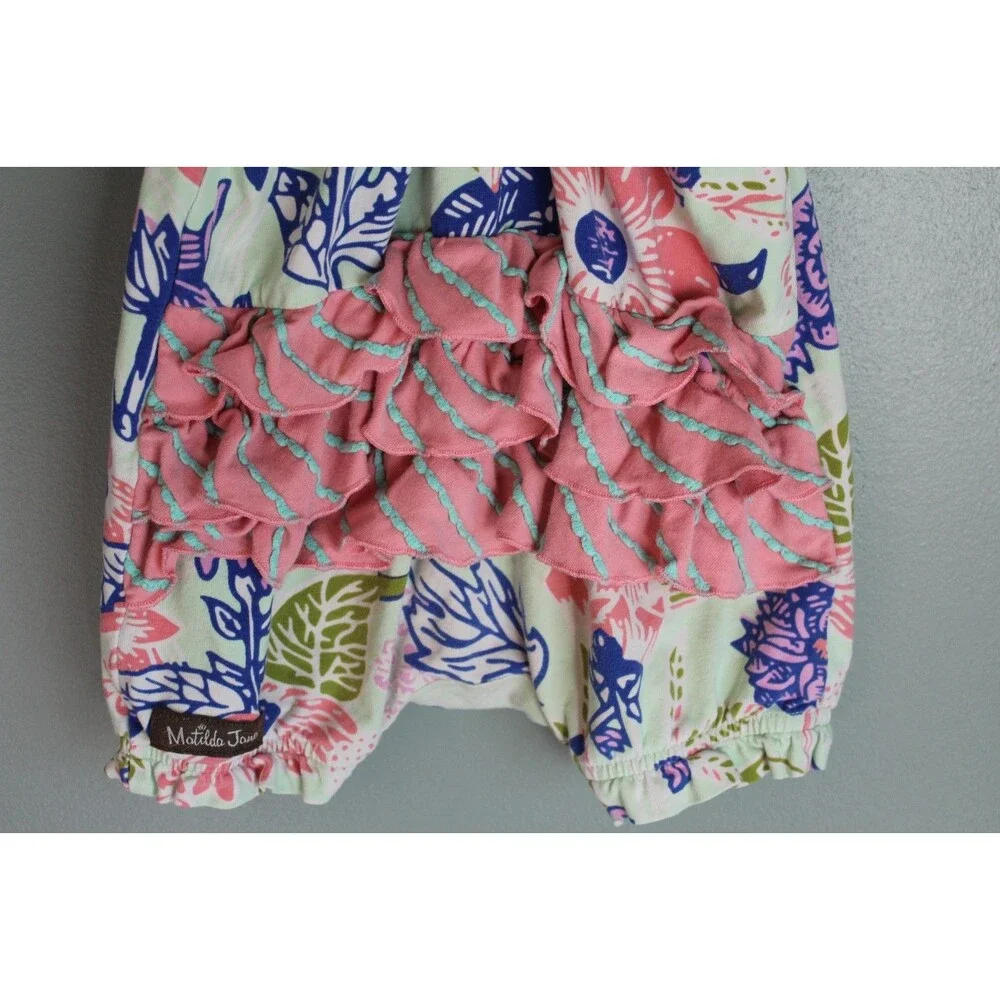Matilda Jane Baby Girls Romper 6-12M Tropical Floral Ruffle Romper Spring Easter